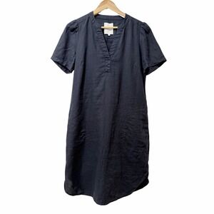 Part Two 100% Linen Short Shift Mini Dress Size S Navy Coastal Beach Lagom